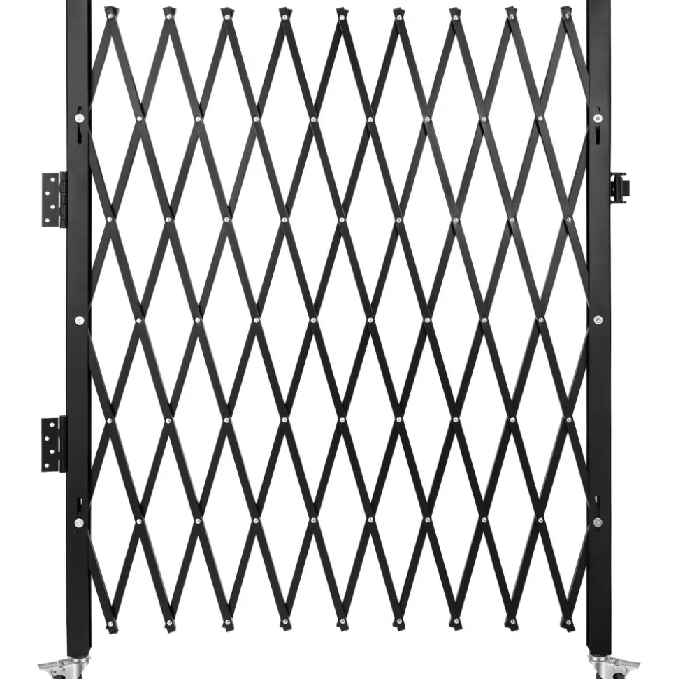 Single Folding Security Gate, 74"W x 51.57"H Folding Door Gate, Steel Accordion Security Gate, Flexible Expanding Security Gate, 360° Rolling Barricade Gate, Scissor Gate or Door with Padlock