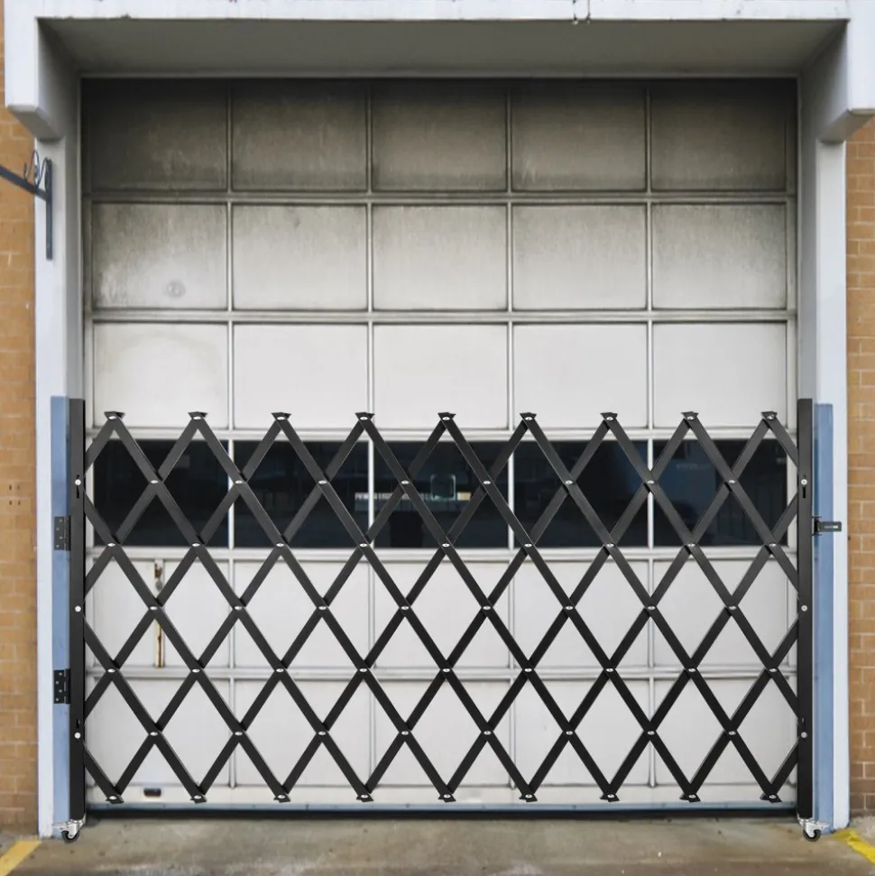 Single Folding Security Gate, 74"W x 51.57"H Folding Door Gate, Steel Accordion Security Gate, Flexible Expanding Security Gate, 360° Rolling Barricade Gate, Scissor Gate or Door with Padlock