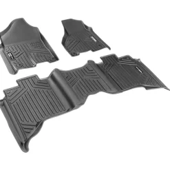 SKYSHALO Truck Floor Liners, Fits Dodge Ram 1500/2500/3500 & 1500 Classic 2013-2018/2019-2022(Crew Cab Only), Include 3 Front & Second Row Mats, Weather-Resistant TPE Custom Fit Mats for Pickup, Black