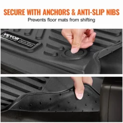 SKYSHALO Truck Floor Liners, Fits Dodge Ram 1500/2500/3500 & 1500 Classic 2013-2018/2019-2022(Crew Cab Only), Include 3 Front & Second Row Mats, Weather-Resistant TPE Custom Fit Mats for Pickup, Black