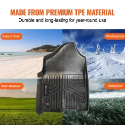 SKYSHALO Truck Floor Liners, Fits Dodge Ram 1500/2500/3500 & 1500 Classic 2013-2018/2019-2022(Crew Cab Only), Include 3 Front & Second Row Mats, Weather-Resistant TPE Custom Fit Mats for Pickup, Black