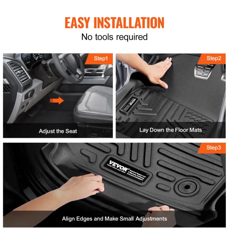 SKYSHALO Truck Floor Liners, Fits Dodge Ram 1500/2500/3500 & 1500 Classic 2013-2018/2019-2022(Crew Cab Only), Include 3 Front & Second Row Mats, Weather-Resistant TPE Custom Fit Mats for Pickup, Black
