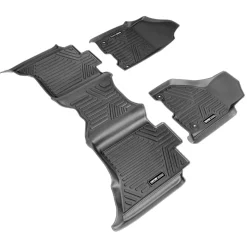 SKYSHALO Truck Floor Liners, Fits Dodge Ram 1500/2500/3500 & 1500 Classic 2013-2018/2019-2022(Crew Cab Only), Include 3 Front & Second Row Mats, Weather-Resistant TPE Custom Fit Mats for Pickup, Black