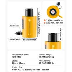 30ton 50mm Hollow Plunger Hydraulic Cylinder Jack