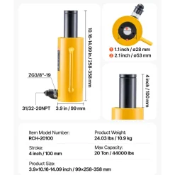 20ton 100mm Hollow Plunger Hydraulic Cylinder Jack