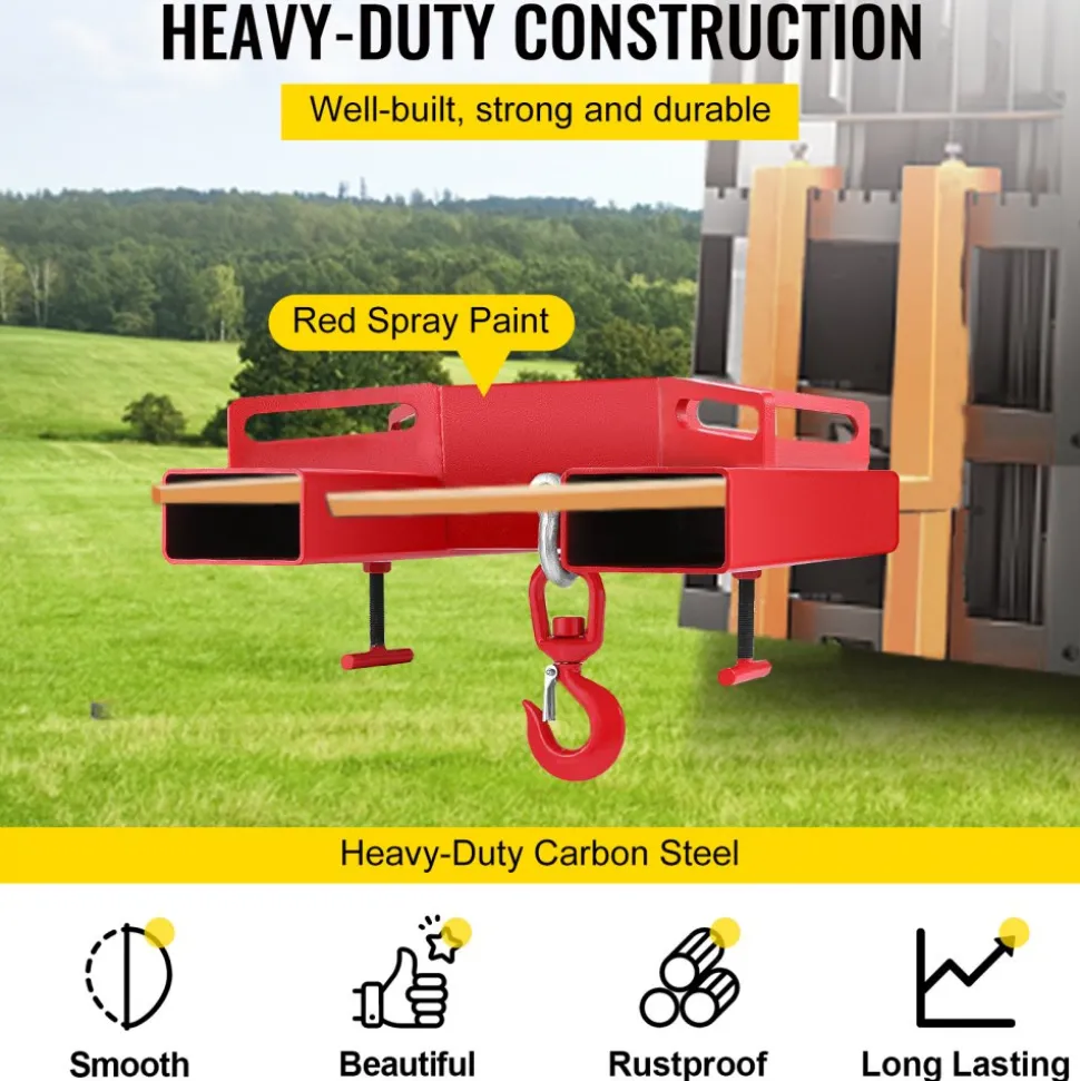 3 Tonne Large Forklift Lifting Hook Attachment 3000kg Telehandler Crane Jib Test Cert