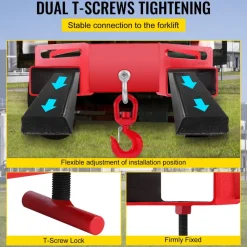 3 Tonne Large Forklift Lifting Hook Attachment 3000kg Telehandler Crane Jib Test Cert