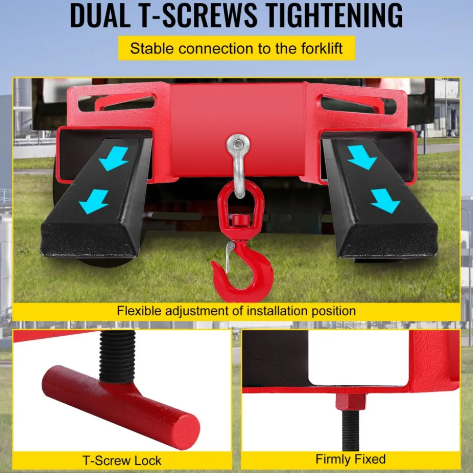 3 Tonne Large Forklift Lifting Hook Attachment 3000kg Telehandler Crane Jib Test Cert