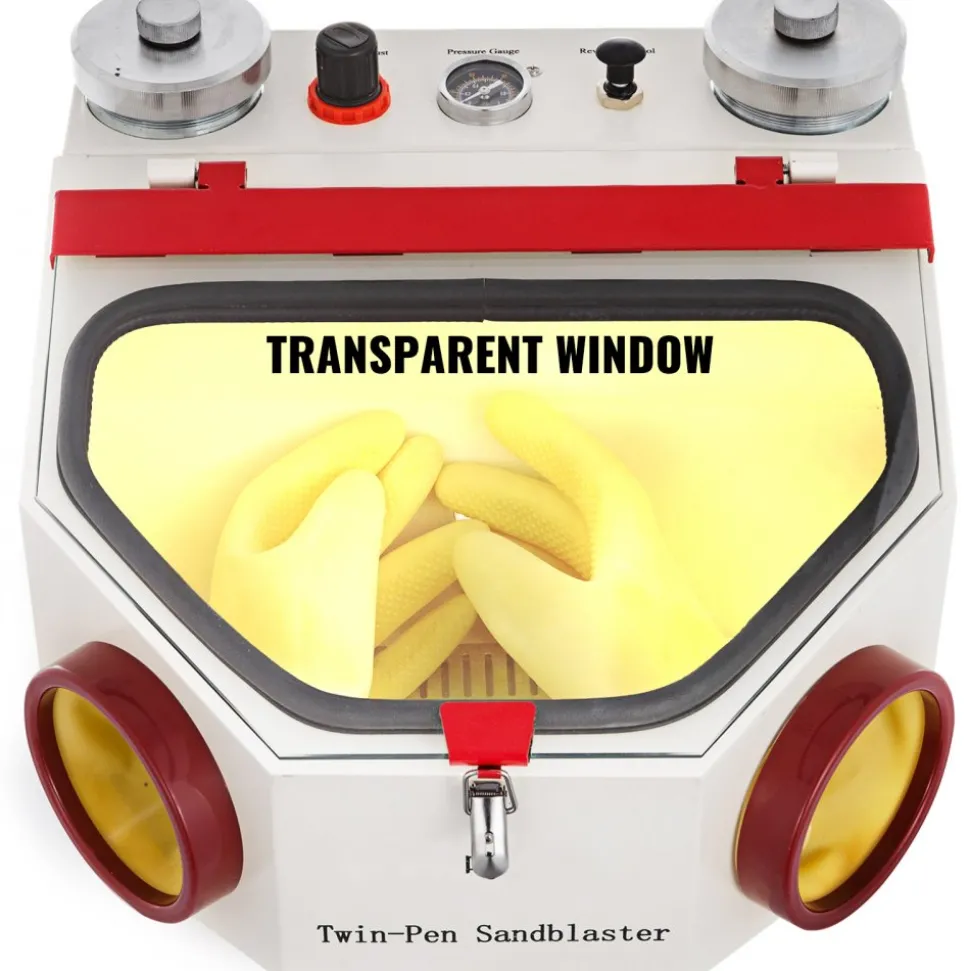 Twin Pen Sandblaster Double Pen Sand Blaster Machine for Dental Lab 2 Tanks Lamp