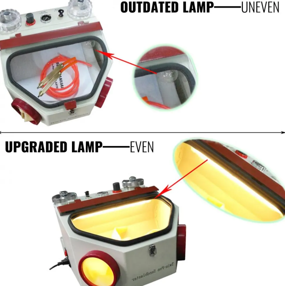 Twin Pen Sandblaster Double Pen Sand Blaster Machine for Dental Lab 2 Tanks Lamp