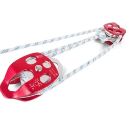 Twin Sheave Block and Tackle 0.43-0.5Inch 100-200Ft Twin Sheave Block with Braid Rope 30-35KN 6600-7705LBS Double Pulley Rigging (1/2" x 200')