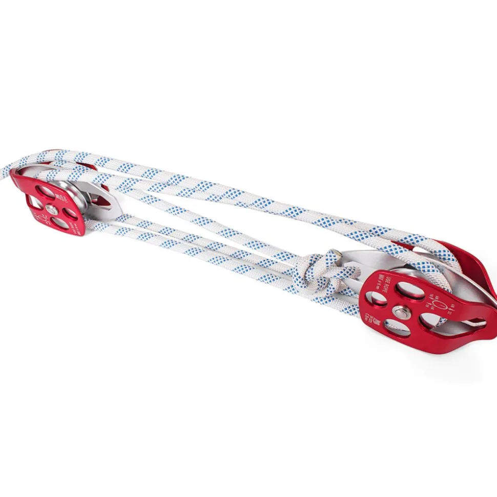 Twin Sheave Block and Tackle 0.43-0.5Inch 100-200Ft Twin Sheave Block with Braid Rope 30-35KN 6600-7705LBS Double Pulley Rigging (1/2" x 200')