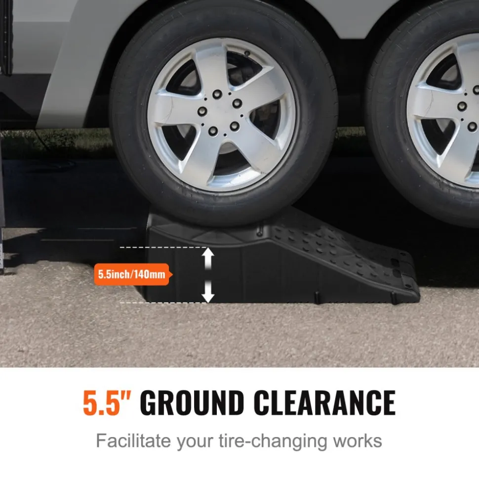 Vehicle Ramp, Single Unit Auto Service Ramp, 20000 lbs/9 ton Load Limit, 5.5" Elevation Auto Ramp, Robust Tire Ramp for Routine Car Care and Vehicle Upkeep
