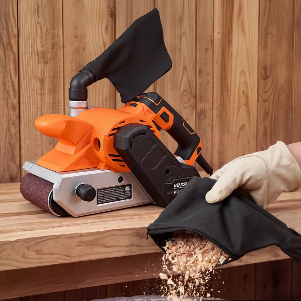 VEVOR 11.5A Belt Sander 4" x 24" Woodworking Belt Sander 6 Variable Speeds, 900-1550 FPM Sanding Machine with 10PCS Sanding Belts, 2 Dust Bags & 2-in-1 Vacuum Adapter for Woodworking Projects