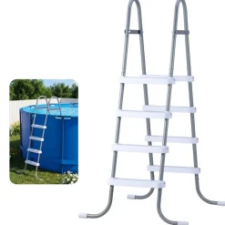 VEVOR Above Ground Pool Ladder, 4-Step Steel A-Frame Swimming Pool Stairs for 48 in High Wall, 300 lbs Capacity Entry/Exit Steps with Secure Non-Slip Sturdy Wide Step, Easy Setup, Gray & White