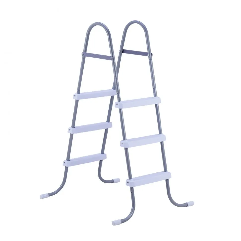 VEVOR Above Ground Pool Ladder, 3-Step Steel A-Frame Swimming Pool Stairs for 42 in High Wall, 300 lbs Capacity Entry/Exit Steps with Secure Non-Slip Sturdy Wide Step, Easy Setup, Gray & White