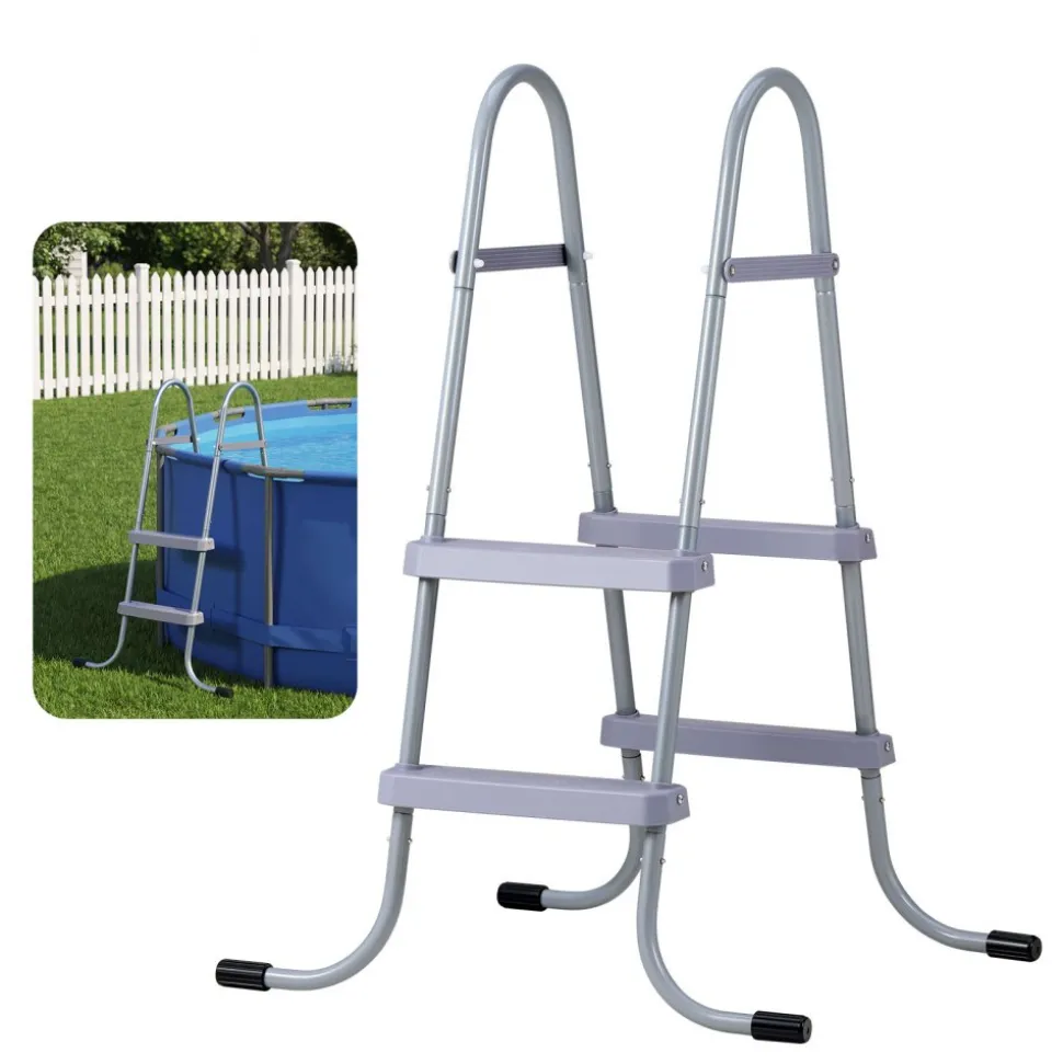 VEVOR Above Ground Pool Ladder, 2-Step Steel A-Frame Swimming Pool Stairs for 33 in High Wall, 300 lbs Capacity Entry/Exit Steps with Secure Non-Slip Sturdy Wide Step, Easy Setup Outdoor, Gray