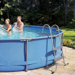 VEVOR Above Ground Pool Ladder, 2-Step Steel A-Frame Swimming Pool Stairs for 33 in High Wall, 300 lbs Capacity Entry/Exit Steps with Secure Non-Slip Sturdy Wide Step, Easy Setup Outdoor, Gray