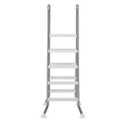 VEVOR Above Ground Pool Ladder, Stainless Steel A-Frame Swimming Pool Stairs for 49.2 in High Wall, 330 lbs Capacity Heavy Duty Entry/Exit Steps with Secure Non-Slip 4 Steps and Platform, Silver