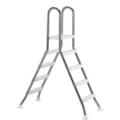 VEVOR Above Ground Pool Ladder, Stainless Steel A-Frame Swimming Pool Stairs for 49.2 in High Wall, 330 lbs Capacity Heavy Duty Entry/Exit Steps with Secure Non-Slip 4 Steps and Platform, Silver