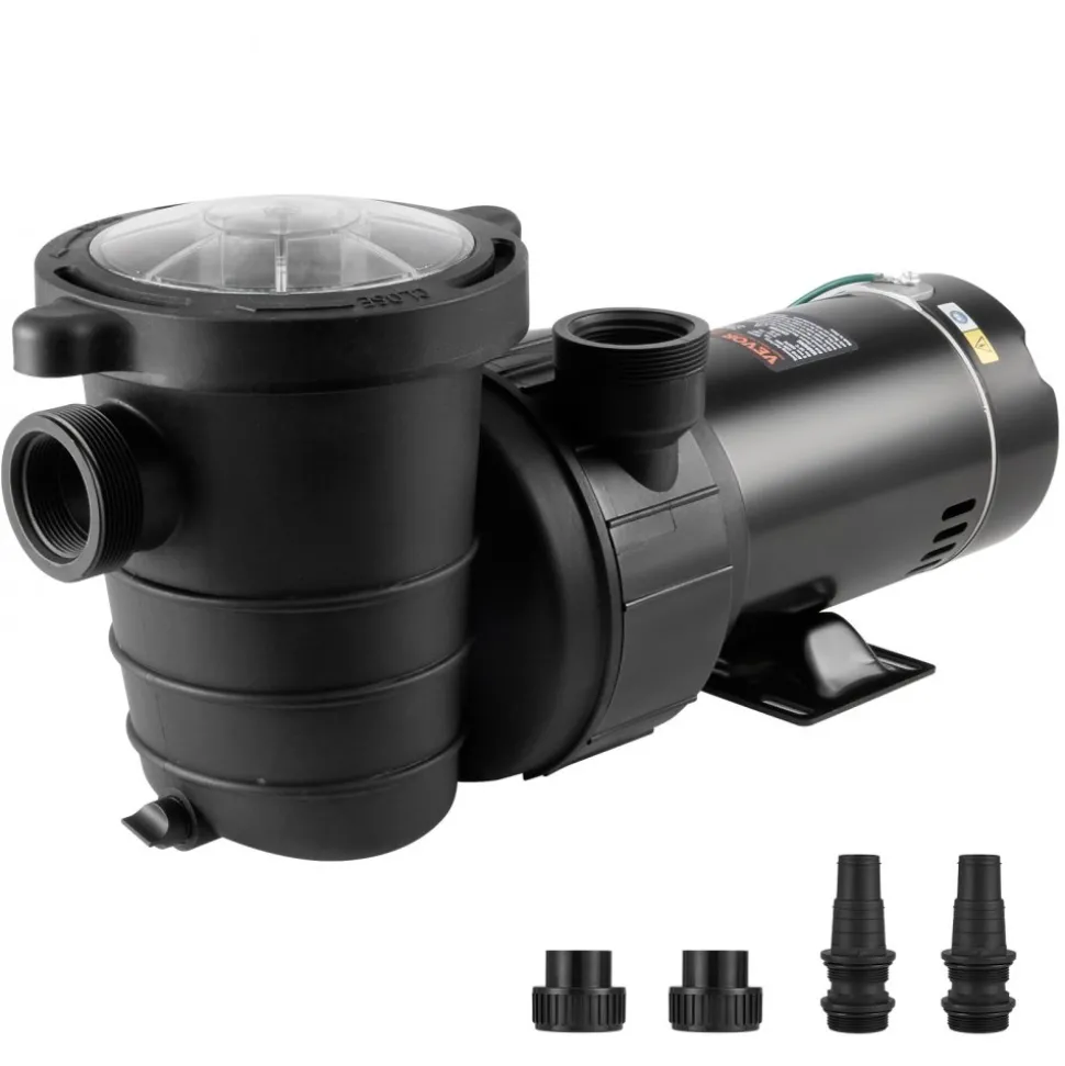VEVOR Above Ground Pool Pump, 1HP, 80 GPM Max. Flow Single Speed Swimming Pool Pump, 120V 3450 RPM 36 ft Max. Head Lift Pool Pump with Filter Basket, for Above Ground Pools Hot Tubs Spas