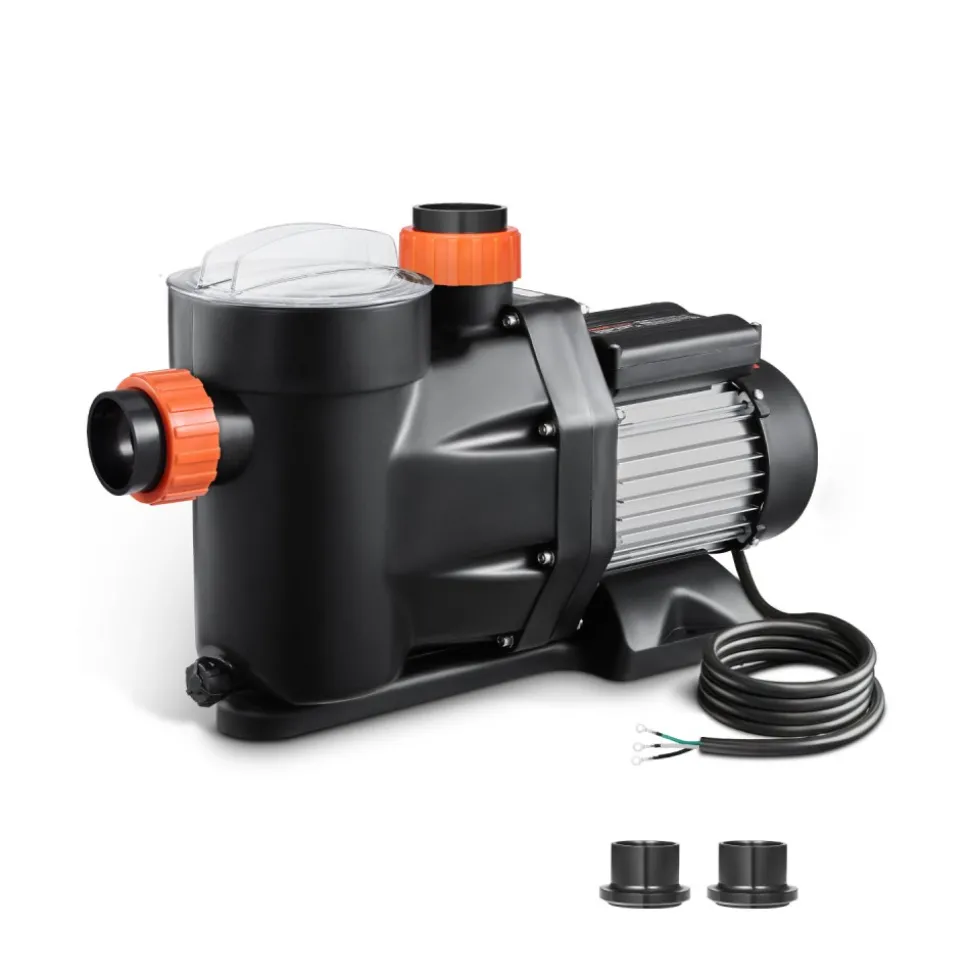 VEVOR Above Ground Pool Pump, 2 HP, 135 GPM Max Flow Single Speed Swimming Pool Pump, 220V 3450 RPM 61 ft Max Head Lift with PP Shell Strainer Basket, 122°F Max Water Temp, for Hot Tubs Spas, No Plug