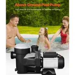 VEVOR Above Ground Pool Pump, 2.5 HP, 148 GPM Max Flow Single Speed Swimming Pool Pump, 220V 3450 RPM 62 ft Max Head Lift with PP Shell Strainer Basket, 122°F Max Water Temperature, for Hot Tubs Spas