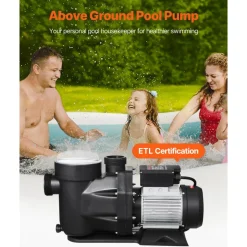 VEVOR Above Ground Pool Pump, 3 HP, 149 GPM Max Flow Single Speed Swimming Pool Pump, 220V 3450 RPM 42 ft Max Head Lift with PP Shell Strainer Basket, 122°F Max Water Temp, for Hot Tubs Spas, No Plug