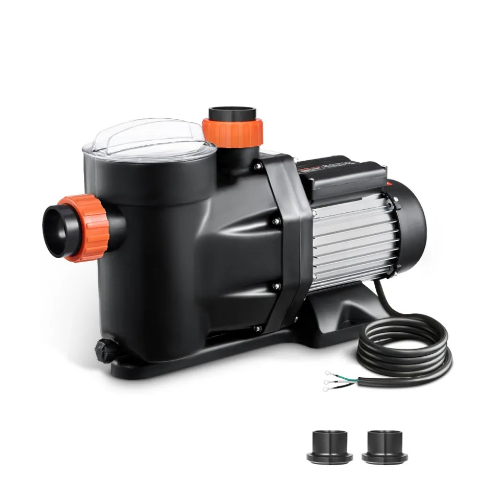 VEVOR Above Ground Pool Pump, 1.5HP, 122 GPM Max Flow Single Speed Swimming Pool Pump, 220V 3450 RPM 55 ft Max Head Lift with PP Shell Strainer Basket, 122°F Max Water Temp, for Hot Tubs Spas, No Plug