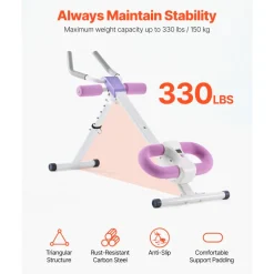 VEVOR AB Workout Machine, Ab Workout Equipment at Home Gym, Core & Abdominal Trainers for Women, 330 lbs Weight Capacity Strength Training Ab Cruncher, Foldable Adjustable Fitness Exerciser