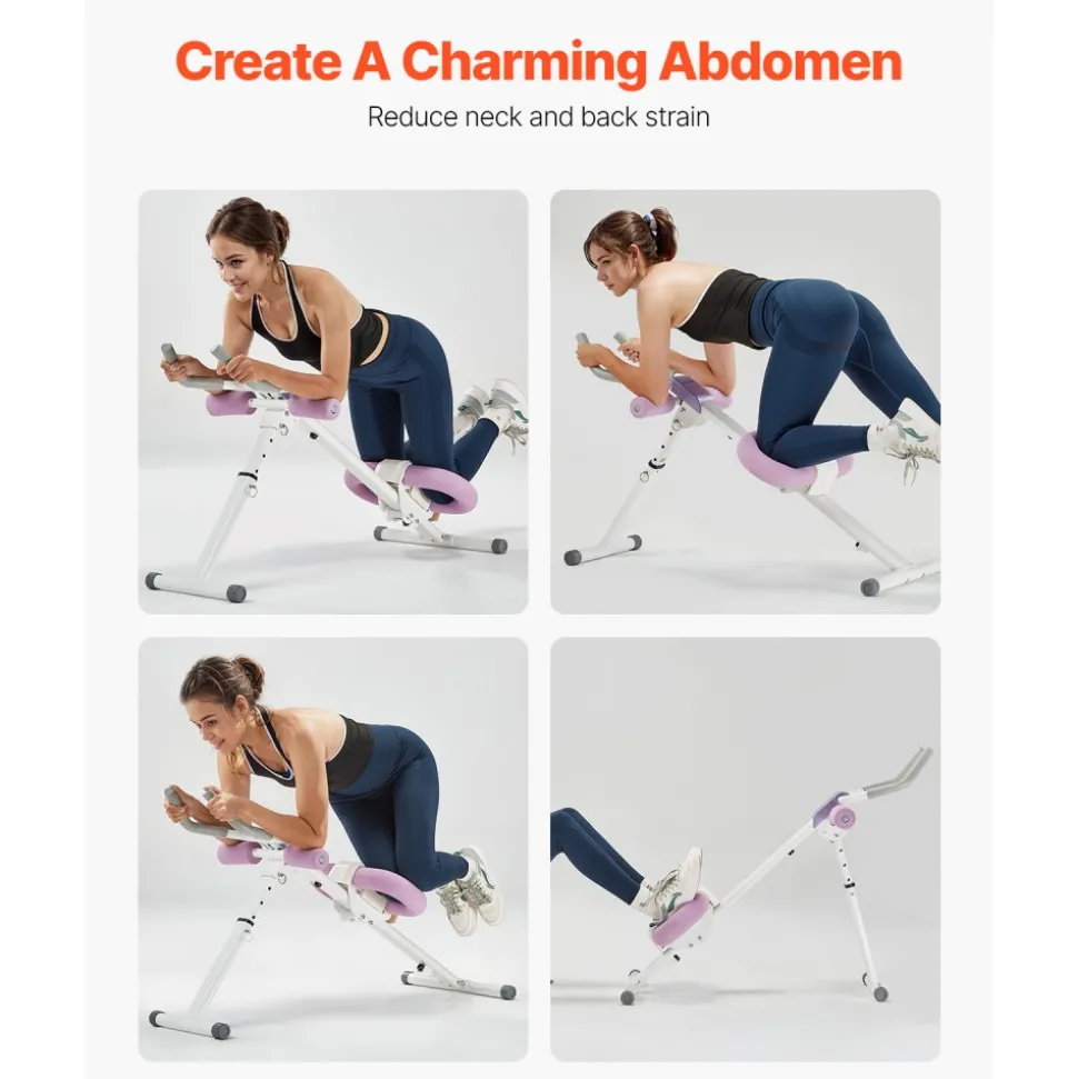 VEVOR AB Workout Machine, Ab Workout Equipment at Home Gym, Core & Abdominal Trainers for Women, 330 lbs Weight Capacity Strength Training Ab Cruncher, Foldable Adjustable Fitness Exerciser