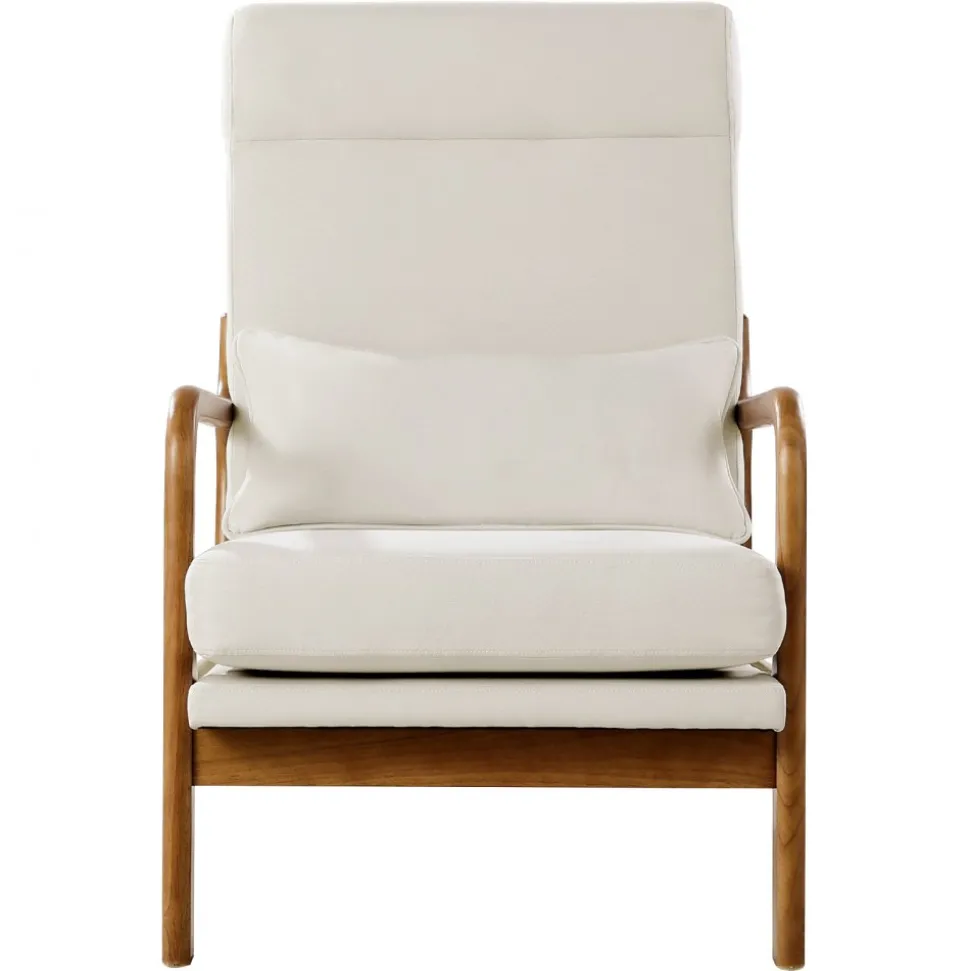 VEVOR Accent Chair, High Back Mid Century Modern Armchair with Solid Wood Frame and Non-Slip Legs, Upholstered Leisure Chair with Linen Fabric and 5.3 in Thickened Cushion, for Living Room, Bedroom
