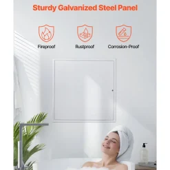 VEVOR Access Panel for Drywall, 25.2 x 25.2 in Galvanized Steel Access Door, Easy Install Hinged Service Panel with Key, for Ceiling Plumbing Electrical, 24.4 x 24.4 in Cutout Size, White