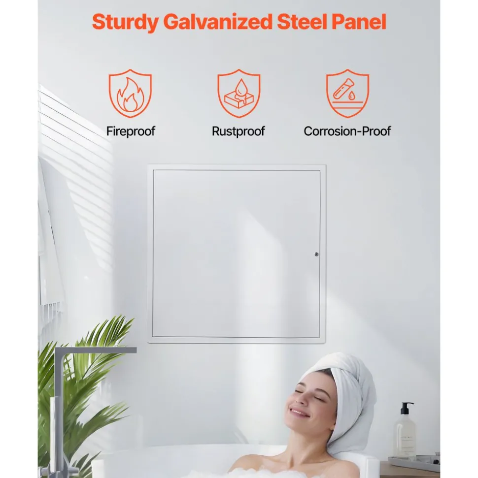 VEVOR Access Panel for Drywall, 25.2 x 25.2 in Galvanized Steel Access Door, Easy Install Hinged Service Panel with Key, for Ceiling Plumbing Electrical, 24.4 x 24.4 in Cutout Size, White