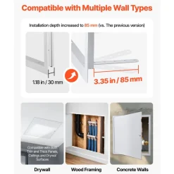 VEVOR Access Panel for Drywall, 25.2 x 25.2 in Galvanized Steel Access Door, Easy Install Hinged Service Panel with Key, for Ceiling Plumbing Electrical, 24.4 x 24.4 in Cutout Size, White