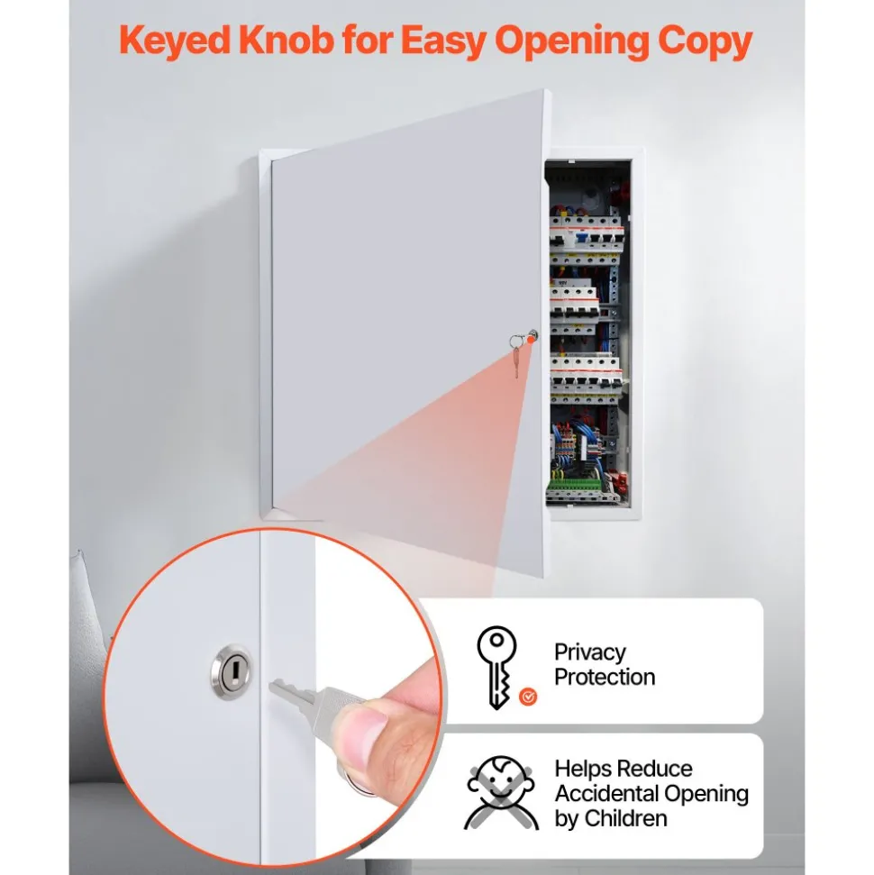 VEVOR Access Panel for Drywall, 25.2 x 25.2 in Galvanized Steel Access Door, Easy Install Hinged Service Panel with Key, for Ceiling Plumbing Electrical, 24.4 x 24.4 in Cutout Size, White