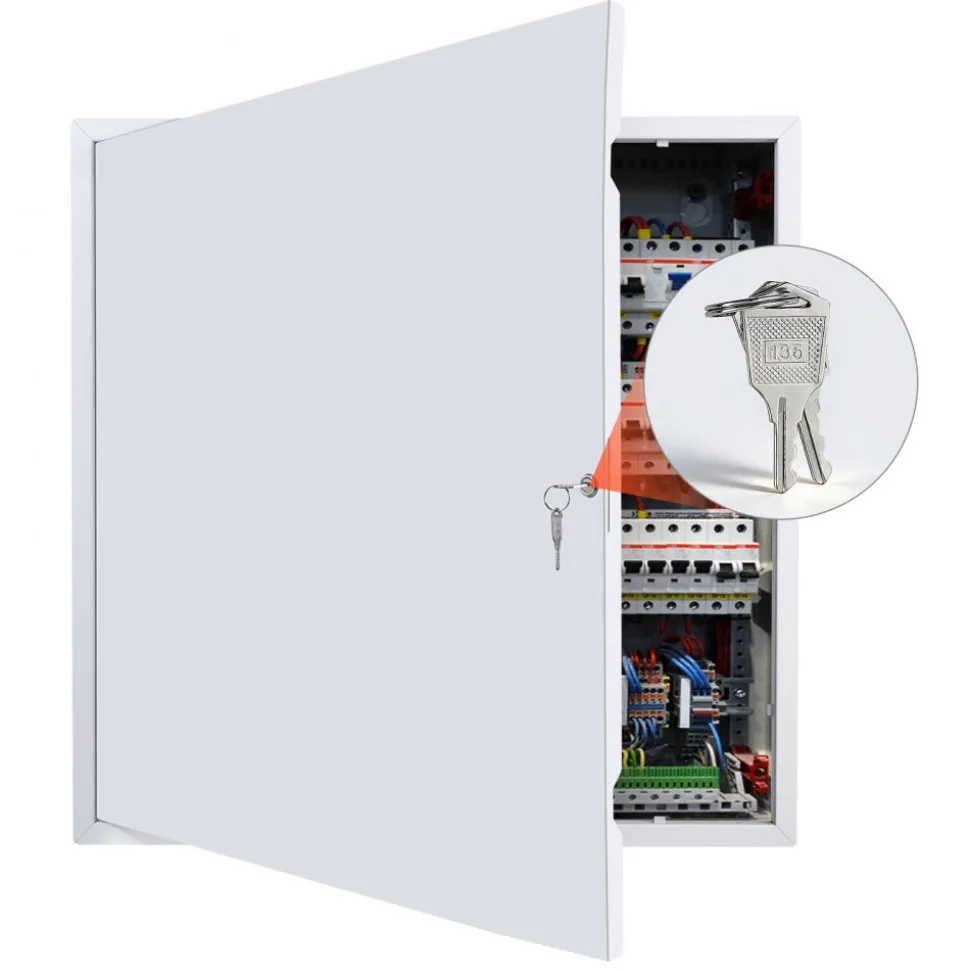VEVOR Access Panel for Drywall, 25.2 x 25.2 in Galvanized Steel Access Door, Easy Install Hinged Service Panel with Key, for Ceiling Plumbing Electrical, 24.4 x 24.4 in Cutout Size, White