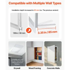 VEVOR Access Panel for Drywall, 25.3 x 17.2 in Galvanized Steel Access Door, Easy Install Hinged Service Panel with Screwdriver Latch, for Ceiling Plumbing Electrical, 16.4 x 24.4 in Cutout Size White