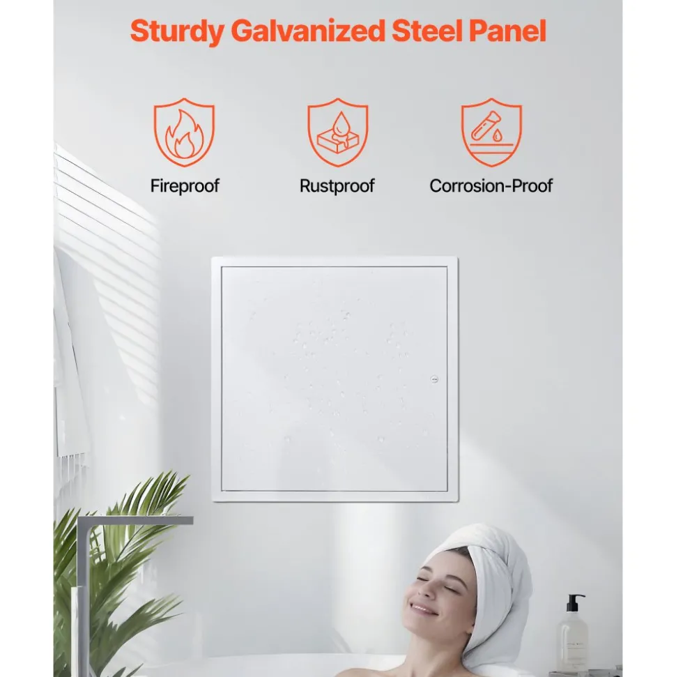 VEVOR Access Panel for Drywall, 19.2 x 19.2 in Galvanized Steel Access Door, Easy Install Hinged Service Panel with Screwdriver Latch, for Ceiling Plumbing Electrical, 18.4 x 18.4 in Cutout Size White
