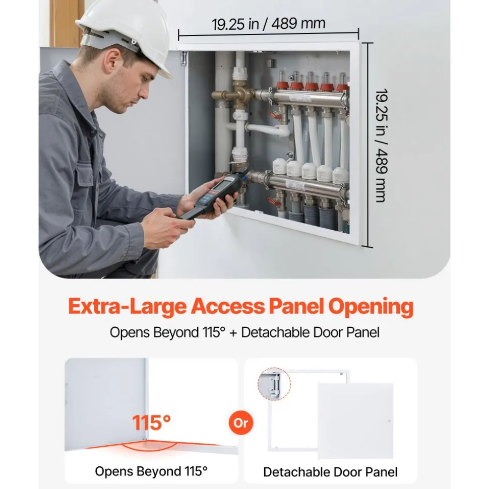 VEVOR Access Panel for Drywall, 19.2 x 19.2 in Galvanized Steel Access Door, Easy Install Hinged Service Panel with Screwdriver Latch, for Ceiling Plumbing Electrical, 18.4 x 18.4 in Cutout Size White
