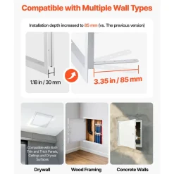 VEVOR Access Panel for Drywall, 13.3 x 13.3 in Galvanized Steel Access Door, Easy Install Hinged Service Panel with Screwdriver Latch, for Ceiling Plumbing Electrical, 12.4 x 12.4 in Cutout Size White