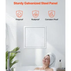 VEVOR Access Panel for Drywall, 13.3 x 13.3 in Galvanized Steel Access Door, Easy Install Hinged Service Panel with Screwdriver Latch, for Ceiling Plumbing Electrical, 12.4 x 12.4 in Cutout Size White
