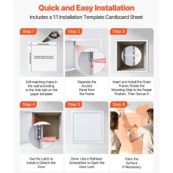VEVOR Access Panel for Drywall, 13.3 x 13.3 in Galvanized Steel Access Door, Easy Install Hinged Service Panel with Screwdriver Latch, for Ceiling Plumbing Electrical, 12.4 x 12.4 in Cutout Size White