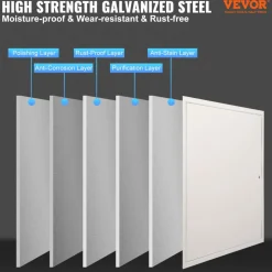 VEVOR Access Panel for Drywall & Ceiling, 16 x 16 Inch Plumbing Access Panels, Reinforced Access Door, Heavy-Duty Steel Wall Hole Cover, Easy Install Removable Hinged Panel for Wiring & Cables, Silver