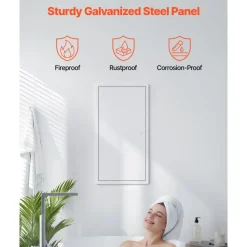 VEVOR Access Panel for Drywall, 25.3 x 13.3 in Galvanized Steel Access Door, Easy Install Hinged Service Panel with Screwdriver Latch, for Ceiling Plumbing Electrical, 12.4 x 24.4 in Cutout Size White