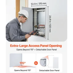 VEVOR Access Panel for Drywall, 25.3 x 13.3 in Galvanized Steel Access Door, Easy Install Hinged Service Panel with Screwdriver Latch, for Ceiling Plumbing Electrical, 12.4 x 24.4 in Cutout Size White