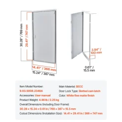 VEVOR Access Panel for Drywall, 30.3 x 15.2 in Galvanized Steel Access Door, Easy Install Hinged Service Panel with Screwdriver Latch, for Ceiling Plumbing Electrical, 14.4 x 29.4 in Cutout Size White