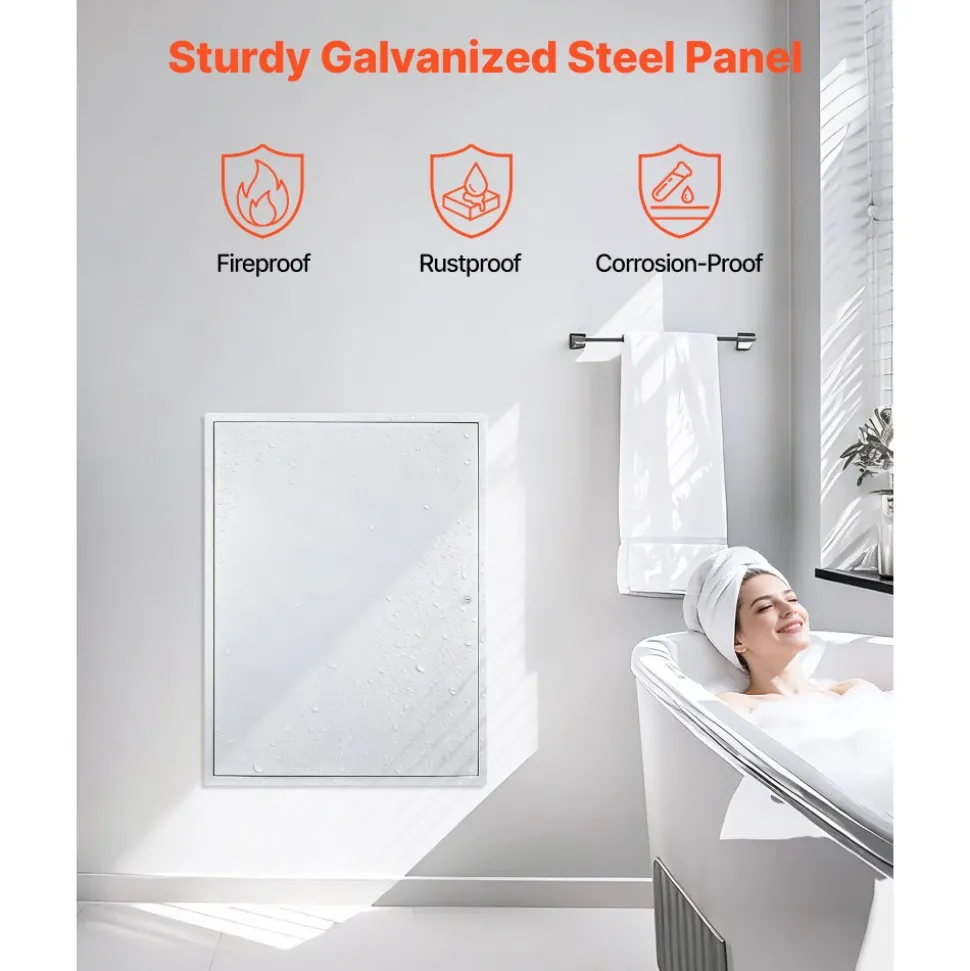 VEVOR Access Panel for Drywall, 33.2 x 25.2 in Galvanized Steel Access Door, Easy Install Hinged Service Panel with Screwdriver Latch, for Ceiling Plumbing Electrical, 24.4 x 32.4 in Cutout Size White