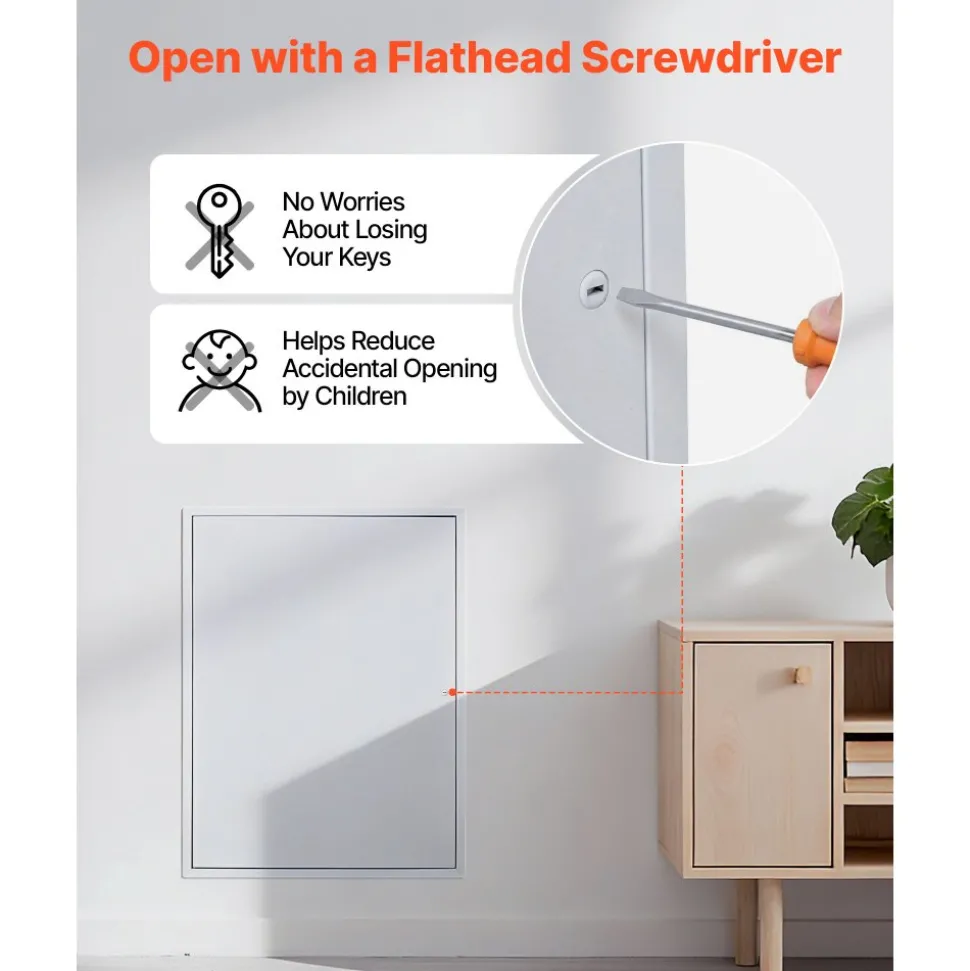 VEVOR Access Panel for Drywall, 33.2 x 25.2 in Galvanized Steel Access Door, Easy Install Hinged Service Panel with Screwdriver Latch, for Ceiling Plumbing Electrical, 24.4 x 32.4 in Cutout Size White