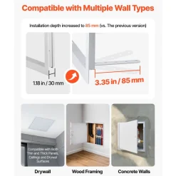 VEVOR Access Panel for Drywall, 15.2 x 15.2 in Galvanized Steel Access Door, Easy Install Hinged Service Panel with Screwdriver Latch, for Ceiling Plumbing Electrical, 14.4 x 14.4 in Cutout Size White